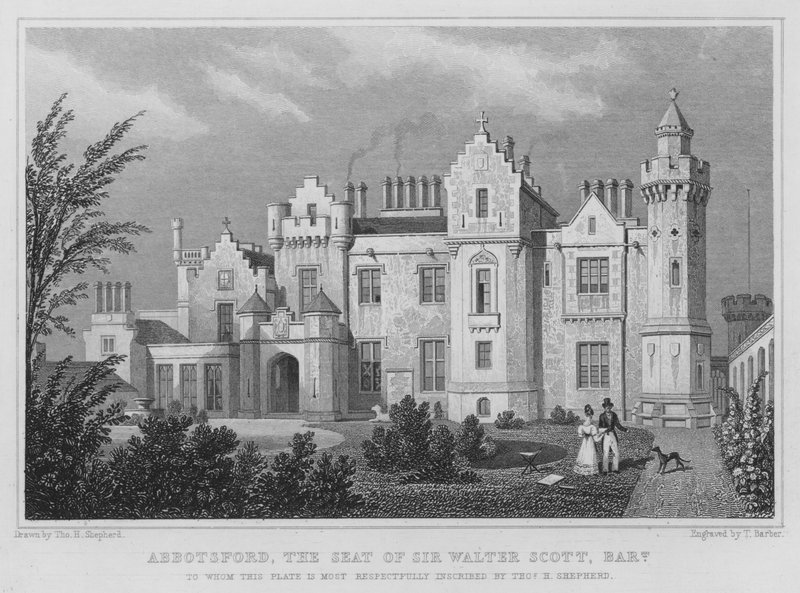 Abbotsford, sídlo sira Waltera Scotta, Baronet (rytina) od Thomas Hosmer Shepherd