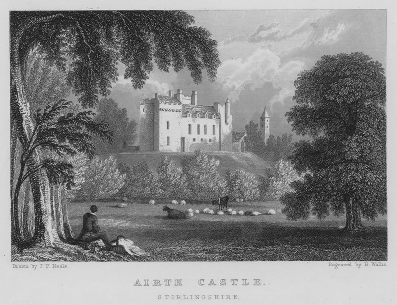 Airth Castle, Stirlingshire (rytina) od Thomas Hosmer Shepherd