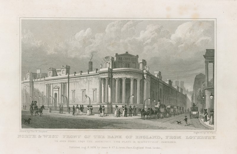 Bank of England, fronty sira Johna Soana od Thomas Hosmer Shepherd