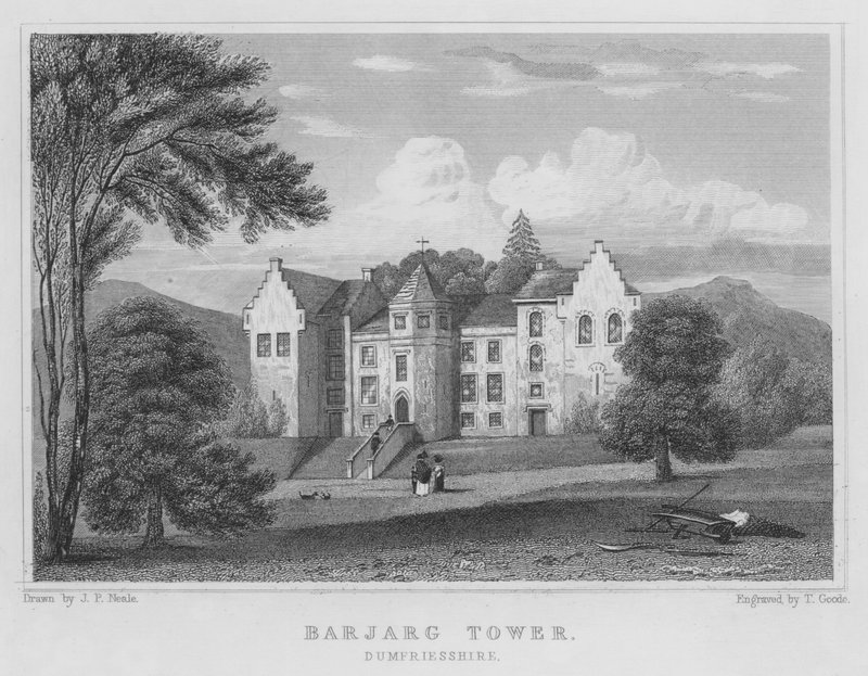 Barjarg Tower, Dumfriesshire (rytina) od Thomas Hosmer Shepherd