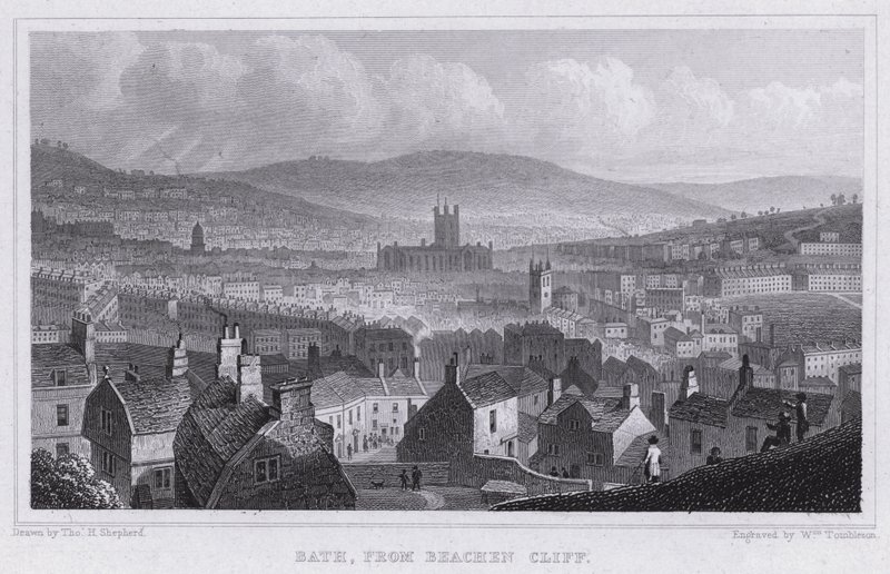 Bath, z Beachen Cliff (rytina) od Thomas Hosmer Shepherd