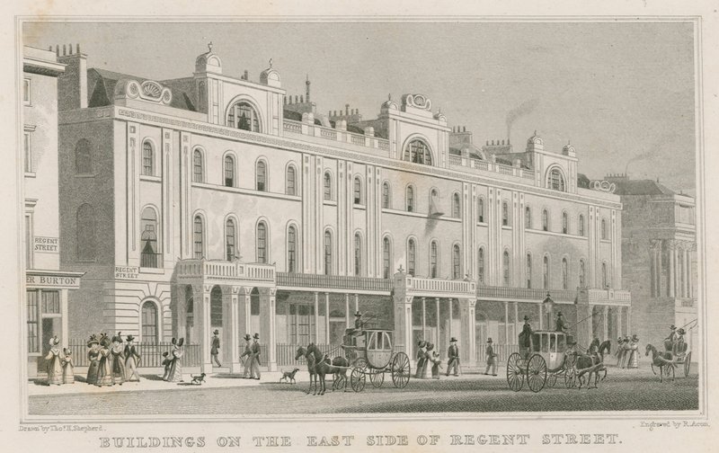 Budovy na východní straně Regent Street, Londýn od Thomas Hosmer Shepherd