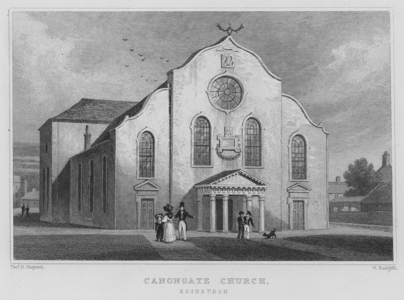 Canongate Church, Edinburgh (rytina) od Thomas Hosmer Shepherd