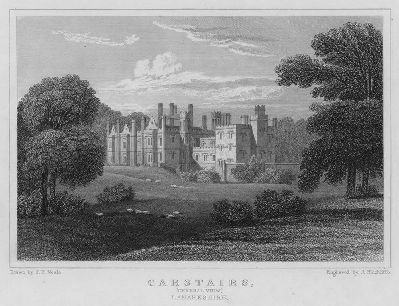 Carstairs, General View, Lanarkshire (rytina) od Thomas Hosmer Shepherd