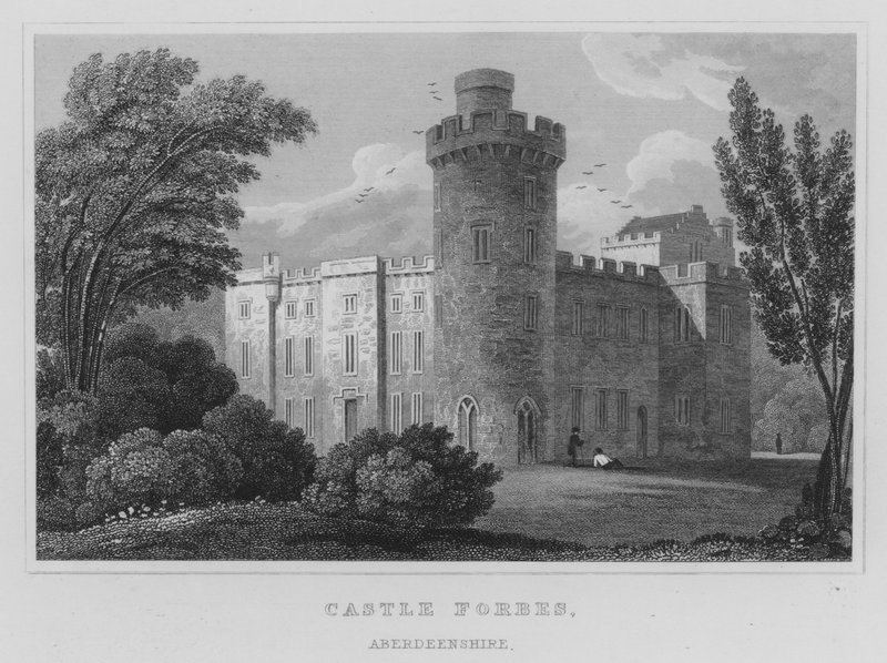 Castle Forbes, Aberdeenshire (rytina) od Thomas Hosmer Shepherd