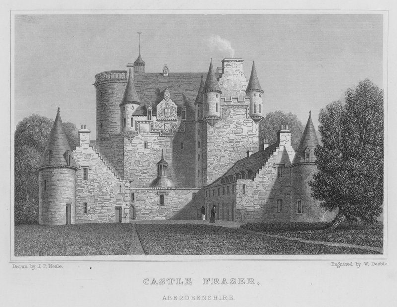 Castle Fraser, Aberdeenshire (rytina) od Thomas Hosmer Shepherd