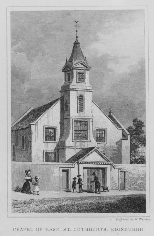 Chapel of Ease, St Cuthberts, Edinburgh (rytina) od Thomas Hosmer Shepherd