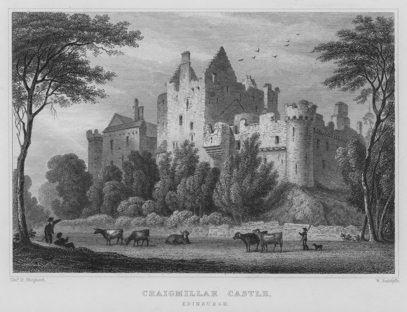 Craigmillar Castle, Edinburgh (rytina) od Thomas Hosmer Shepherd
