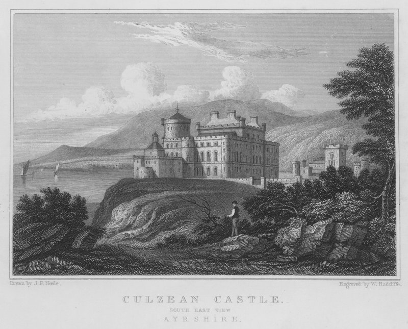 Culzean Castle, South East View, Ayrshire (rytina) od Thomas Hosmer Shepherd