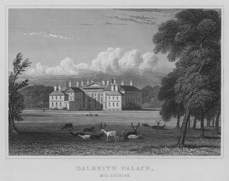 Dalkeith Palace, Mid Lothian (rytina) od Thomas Hosmer Shepherd