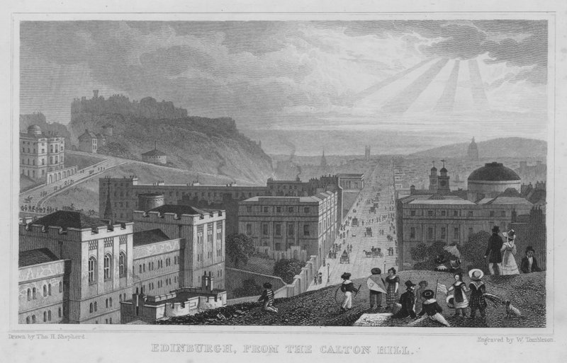 Edinburgh, z Calton Hill (rytina) od Thomas Hosmer Shepherd