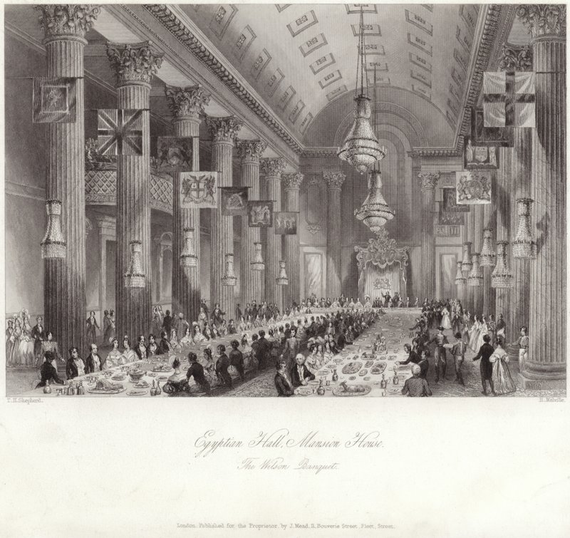 Egyptský sál v Mansion House během Wilsonovy hostiny od Thomas Hosmer Shepherd
