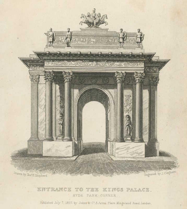 Vchod do Kings Palace, Hyde Park Corner od Thomas Hosmer Shepherd