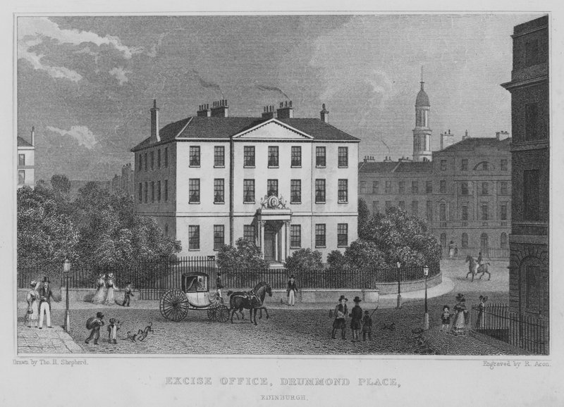 Spotřební úřad, Drummond Place, Edinburgh (rytina) od Thomas Hosmer Shepherd