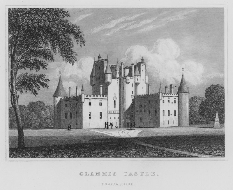 Glamis Castle, Forfarshire (rytina) od Thomas Hosmer Shepherd