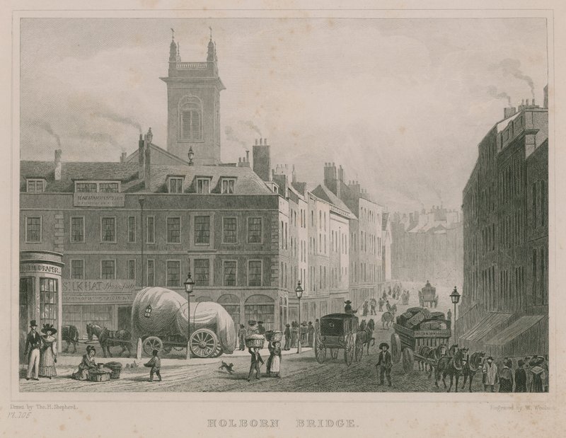 Holborn Bridge, Londýn od Thomas Hosmer Shepherd