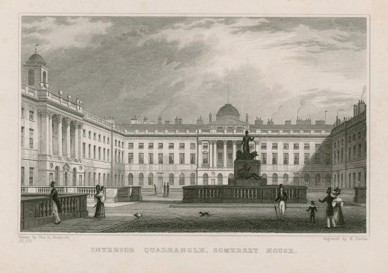 Interiér čtyřúhelníku, Somerset House od Thomas Hosmer Shepherd