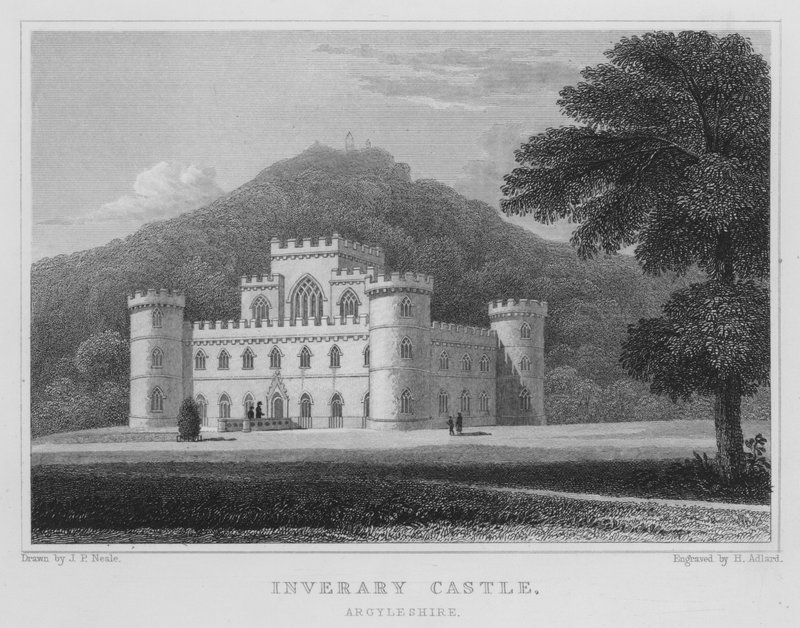 Inveraray Castle, Argyllshire (rytina) od Thomas Hosmer Shepherd