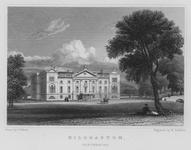 Kilgraston, Perthshire (rytina) od Thomas Hosmer Shepherd