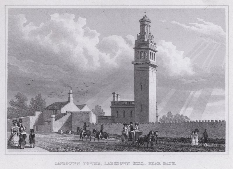 Lansdown Tower, Lansdown Hill, poblíž Bath (rytina) od Thomas Hosmer Shepherd