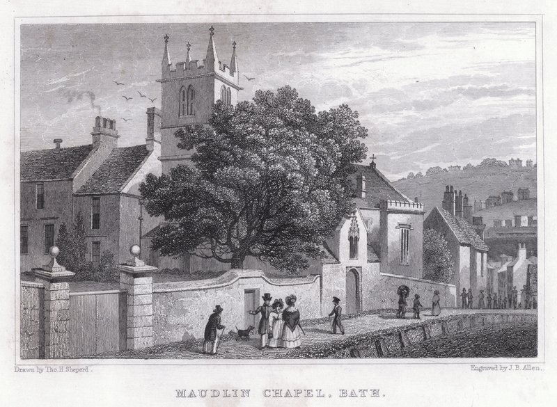 Maudlin Chapel, Bath (rytina) od Thomas Hosmer Shepherd