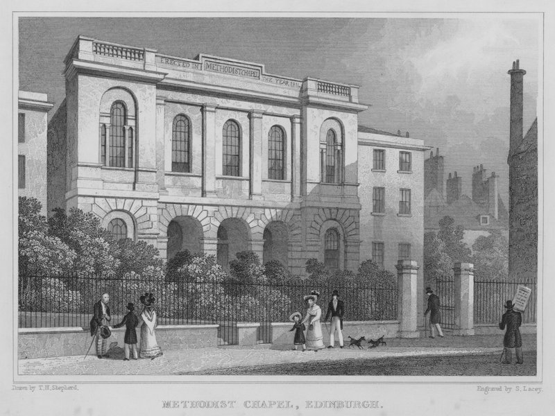 Metodistická kaple, Edinburgh (rytina) od Thomas Hosmer Shepherd