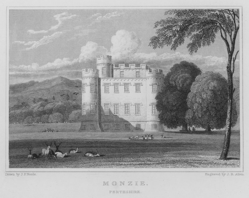Monzie, Perthshire (rytina) od Thomas Hosmer Shepherd