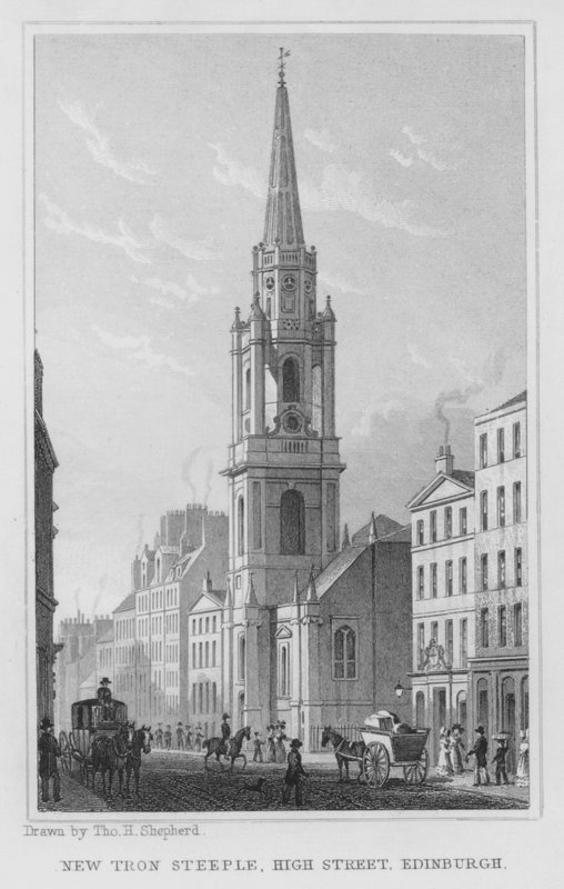 New Tron Steeple, High Street, Edinburgh (rytina) od Thomas Hosmer Shepherd