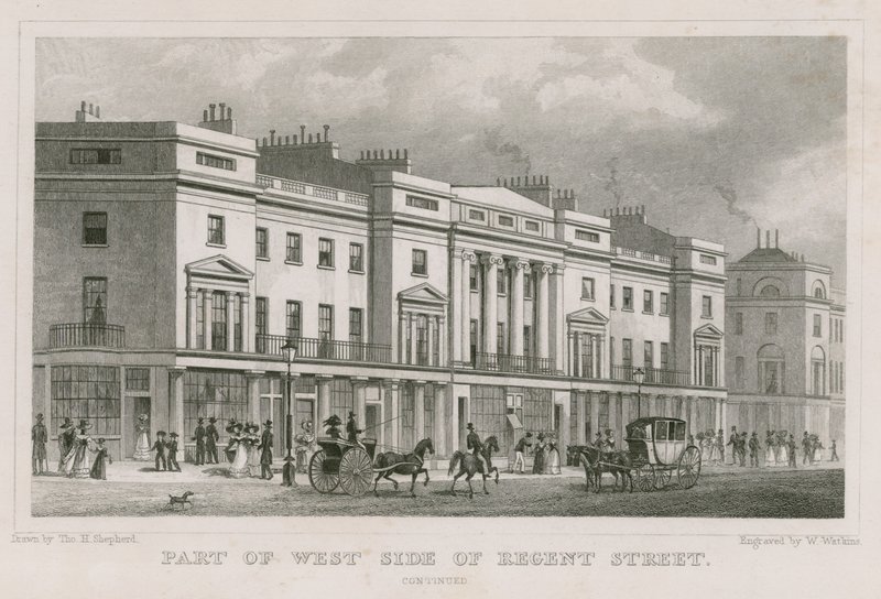 Část západní strany Regent Street v Londýně od Thomas Hosmer Shepherd