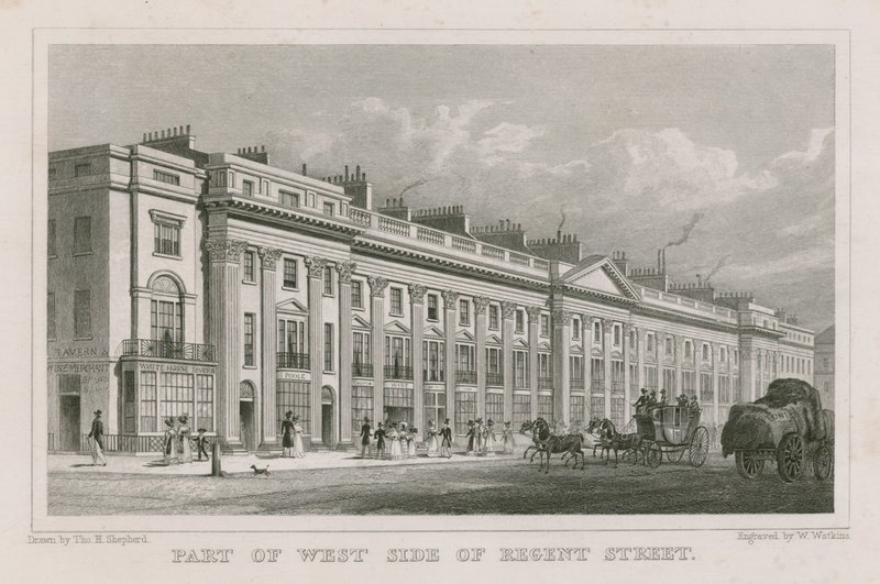 Část západní strany Regent Street v Londýně od Thomas Hosmer Shepherd