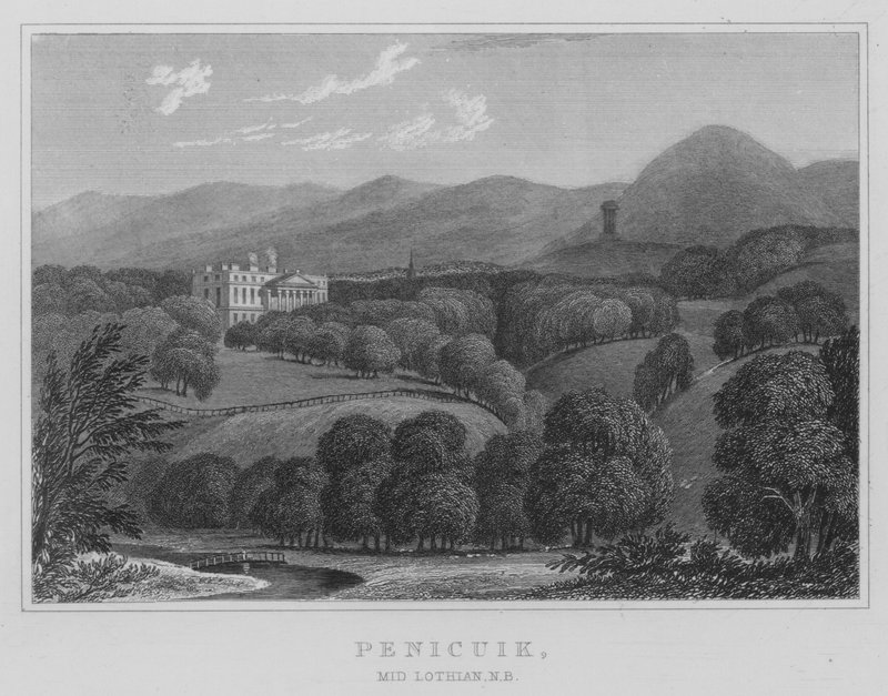 Penicuik, Mid Lothian, NB (rytina) od Thomas Hosmer Shepherd