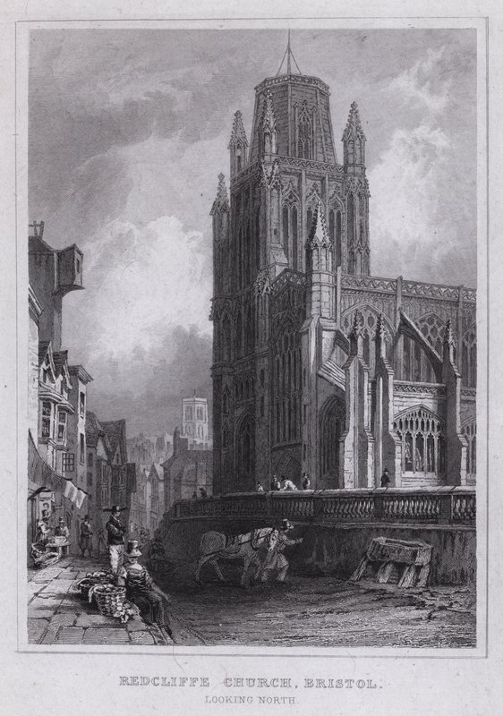Redcliffe Church, Bristol, při pohledu na sever (rytina) od Thomas Hosmer Shepherd