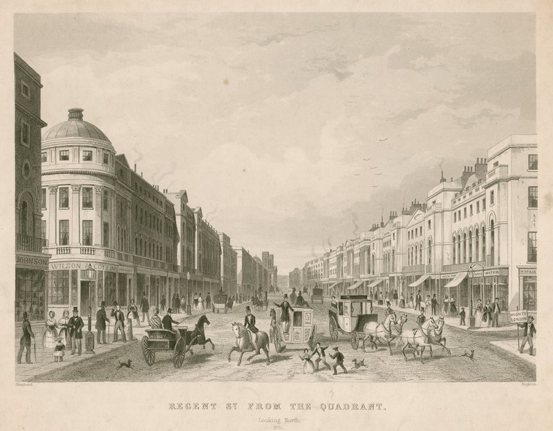 Regent Street, Londýn, z kvadrantu, při pohledu na sever od Thomas Hosmer Shepherd