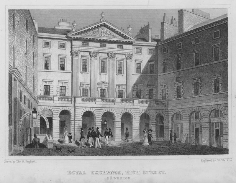 Royal Exchange, High Street, Edinburgh (rytina) od Thomas Hosmer Shepherd