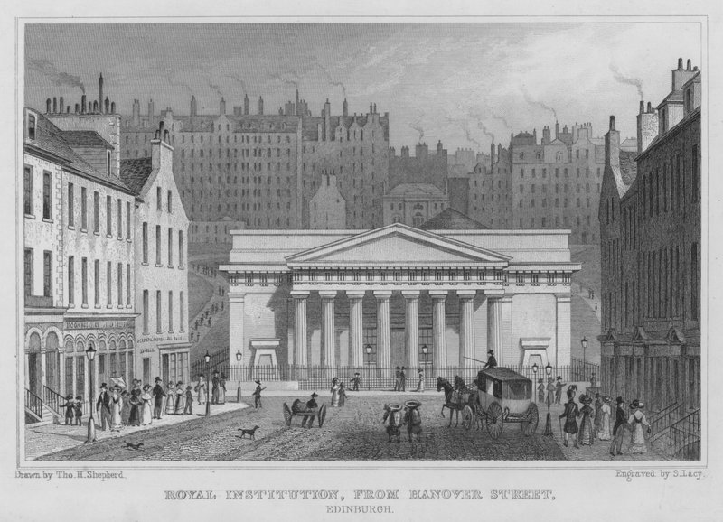 Royal Institution, z Hanover Street, Edinburgh (rytina) od Thomas Hosmer Shepherd