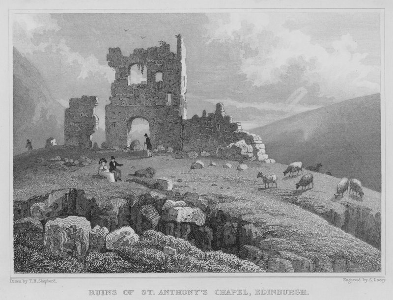 Ruiny kaple svatého Antonína, Edinburgh (rytina) od Thomas Hosmer Shepherd