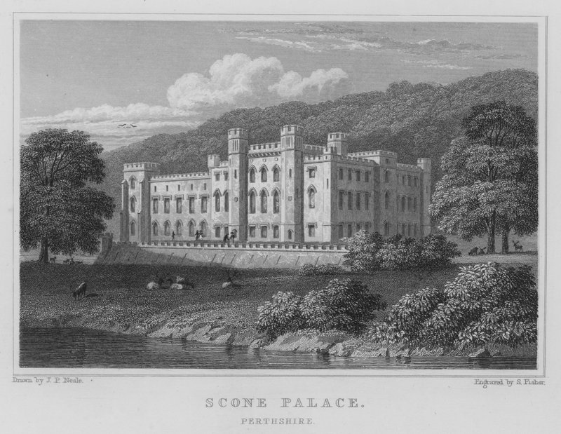 Scone Palace, Perthshire (rytina) od Thomas Hosmer Shepherd