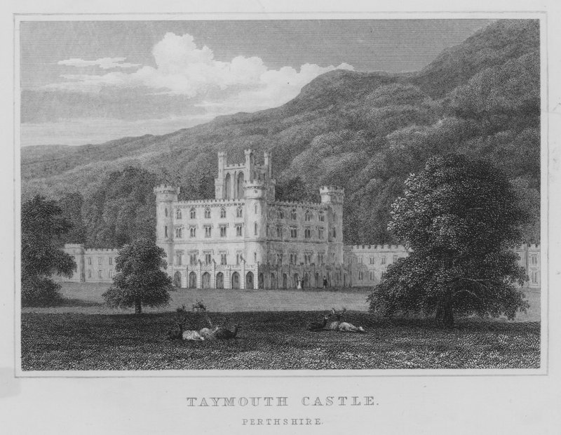 Hrad Taymouth, Perthshire (rytina) od Thomas Hosmer Shepherd