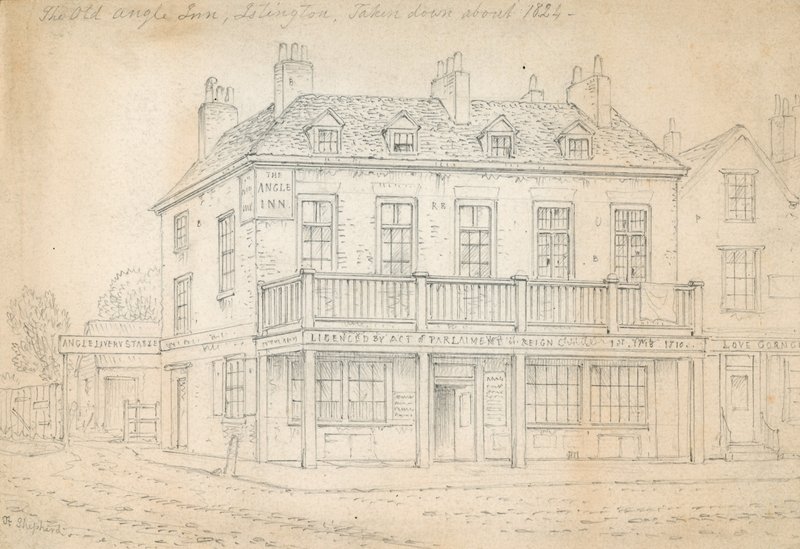 The Angel Inn, Islington (inkoust na papíře) od Thomas Hosmer Shepherd