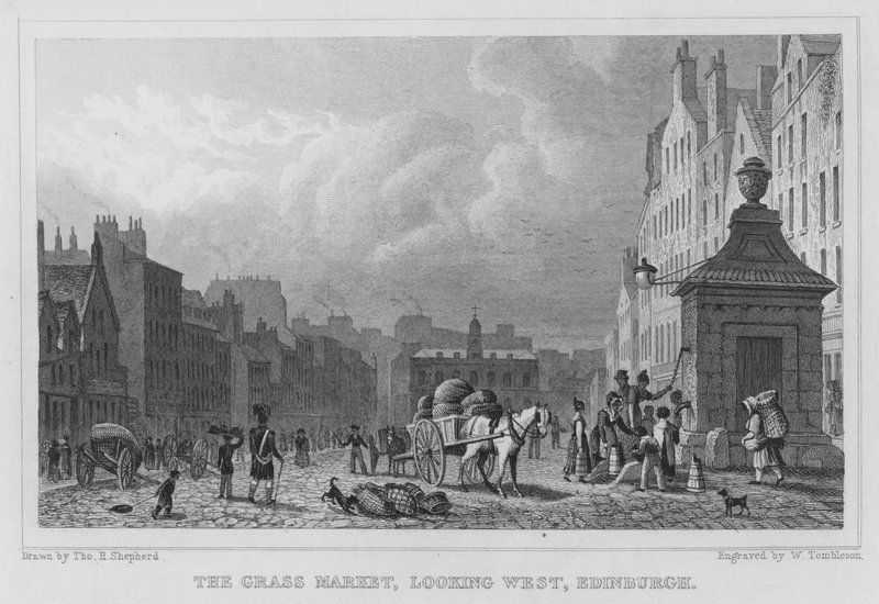 Grass Market, při pohledu na západ, Edinburgh (rytina) od Thomas Hosmer Shepherd