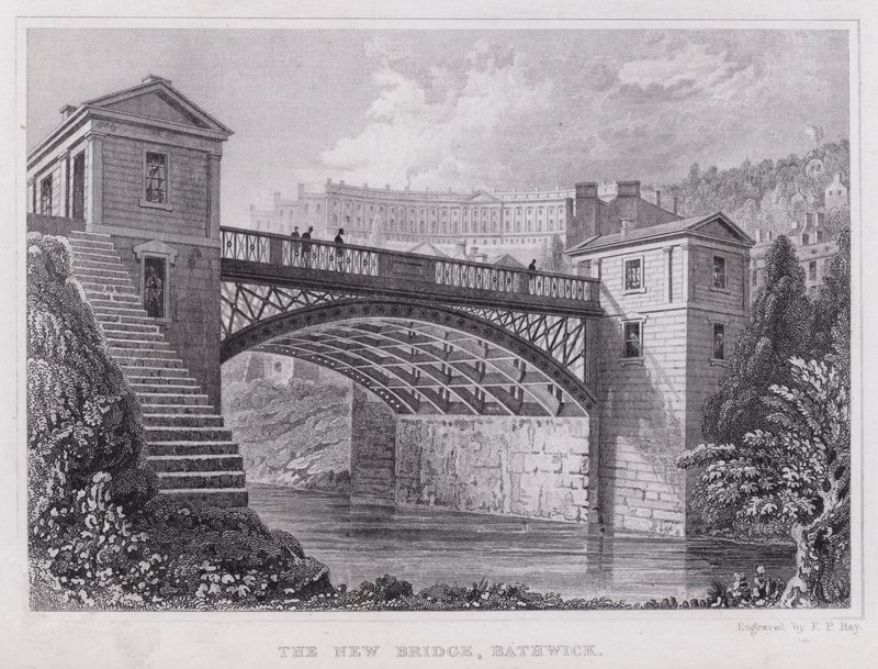 The New Bridge, Bathwick (rytina) od Thomas Hosmer Shepherd