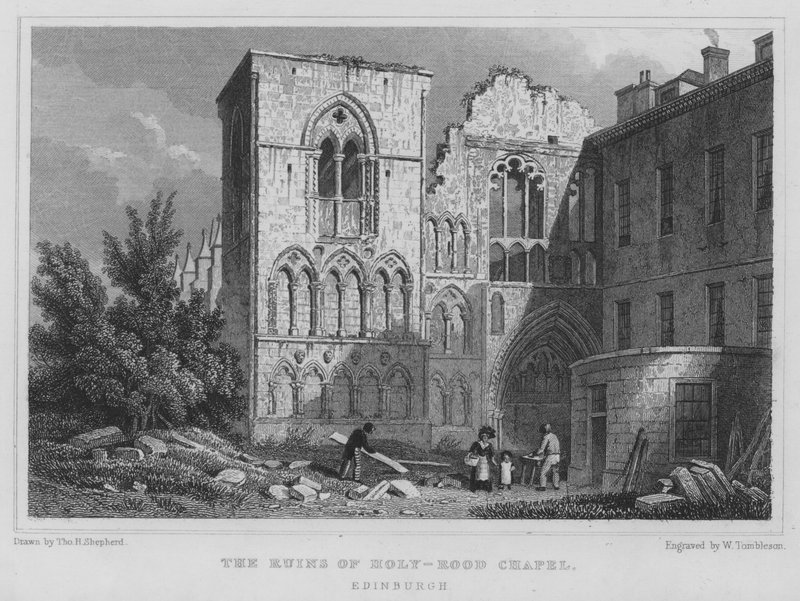 Ruiny kaple Holy-rood, Edinburgh (rytina) od Thomas Hosmer Shepherd