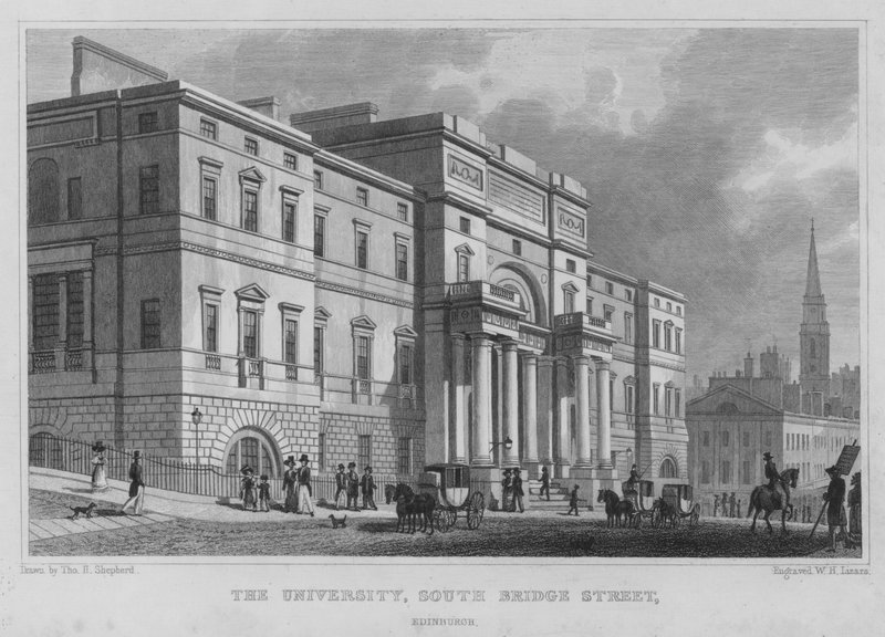 Univerzita, South Bridge Street, Edinburgh (rytina) od Thomas Hosmer Shepherd