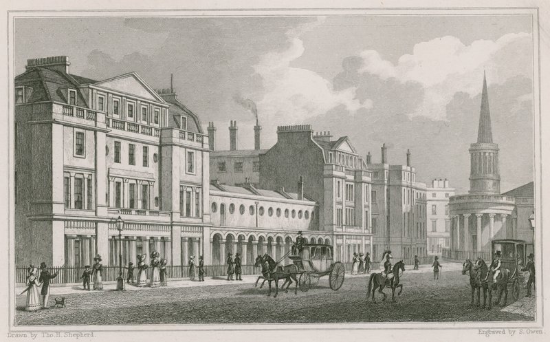 Západní strana Langham Place, Marylebone, Londýn, včetně All Souls Church od Thomas Hosmer Shepherd