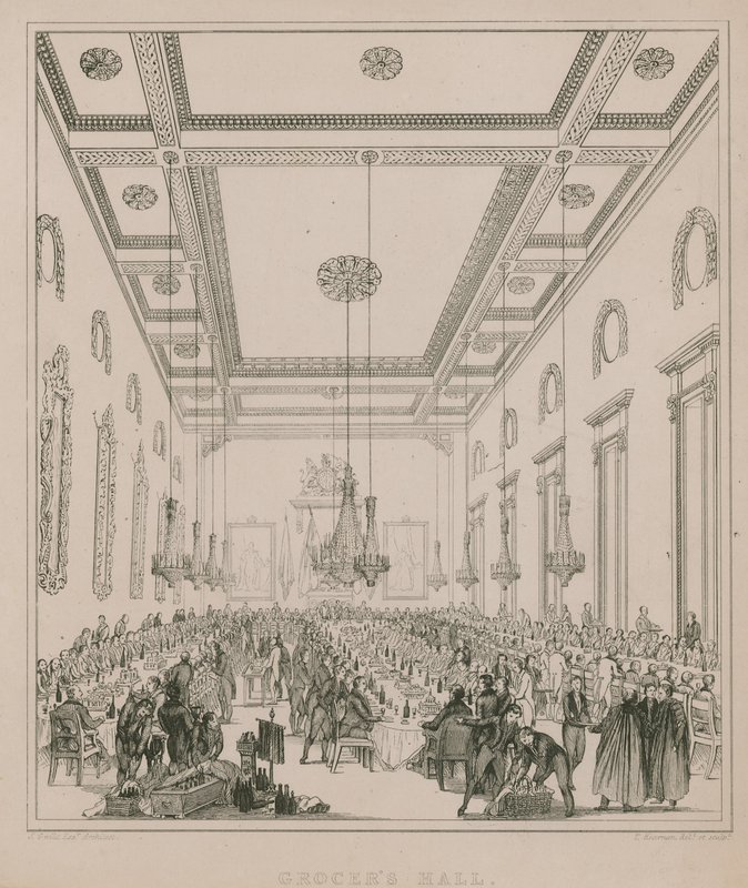 Grocers Hall, Londýn rytina od Thomas Kearnan