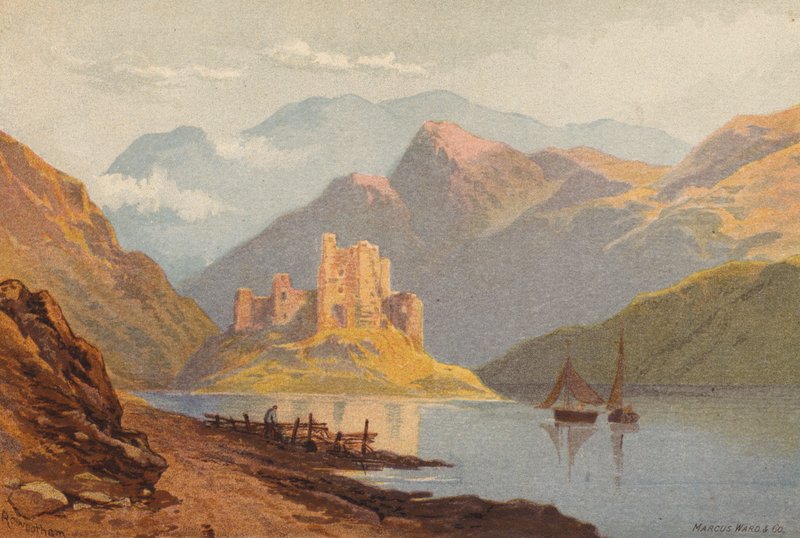 Skotsko, hrad Eilean-Donan (barevné lito) od Thomas Leeson the Elder Rowbotham