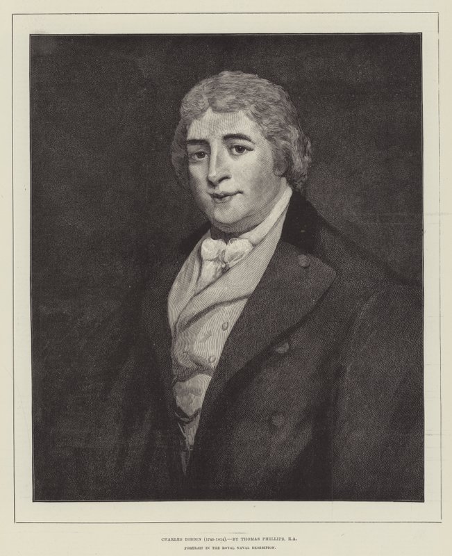 Charles Dibdin (1745-1814), Portrét na Královské námořní výstavě od Thomas Phillips