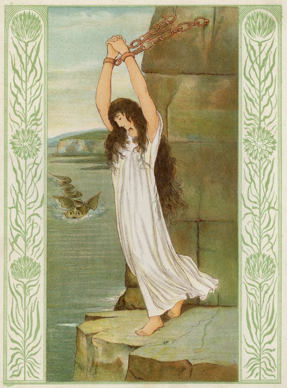 Andromeda připoutaná k mořskému útesu (barva litho) od Thomas Ralph Spence