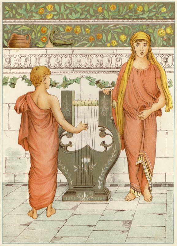 Perseus a hudební lekce (barevné lito) od Thomas Ralph Spence