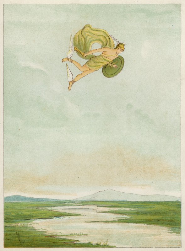 Perseus letí zabít Gorgona (barva litho) od Thomas Ralph Spence